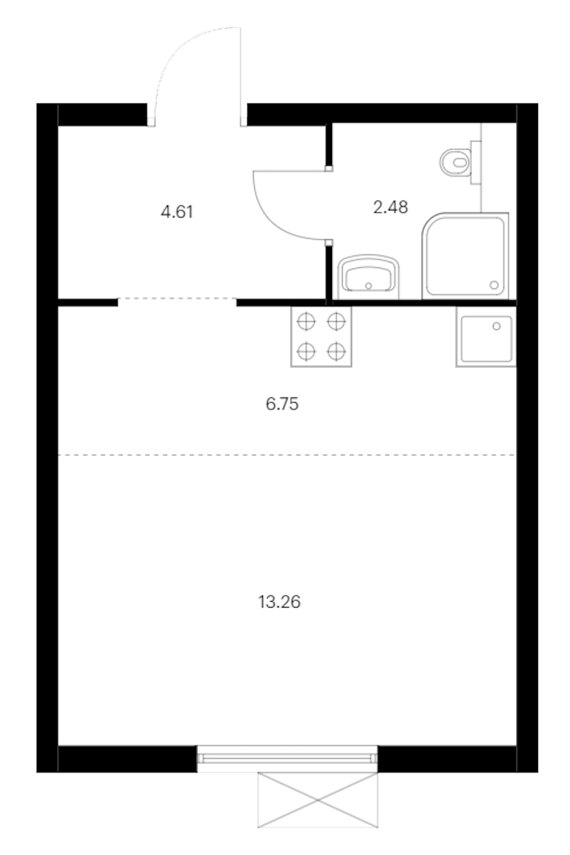 Квартира студия 27.1 м², 8/15 эт., ЖК «Заречный парк»